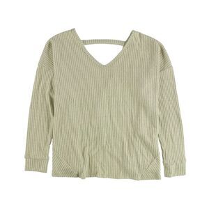 American Eagle Womens Tulip Back Waffle Pullover Sweater, Beige, L, DM